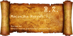 Maczejka Kornél névjegykártya